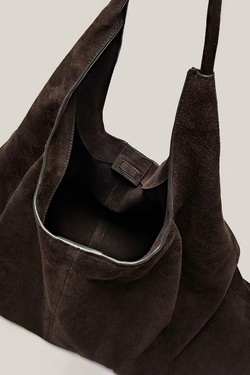 Massimo Dutti Большая кожаная сумка-шоппер из натуральной кожи - Limited Edition, коричневый