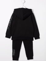 Кардиган с капюшоном + брюки трикотажные STELLA McCARTNEY Черный/Вставки: черная сетка/Красные и желтые молнии/Термопринт: логотип Мальчик