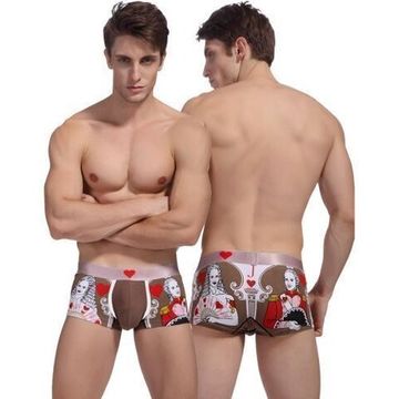 Мужские труcы хипсы коричневые с принтом "Червовый валет" Superbody Cards Hearts Boxer