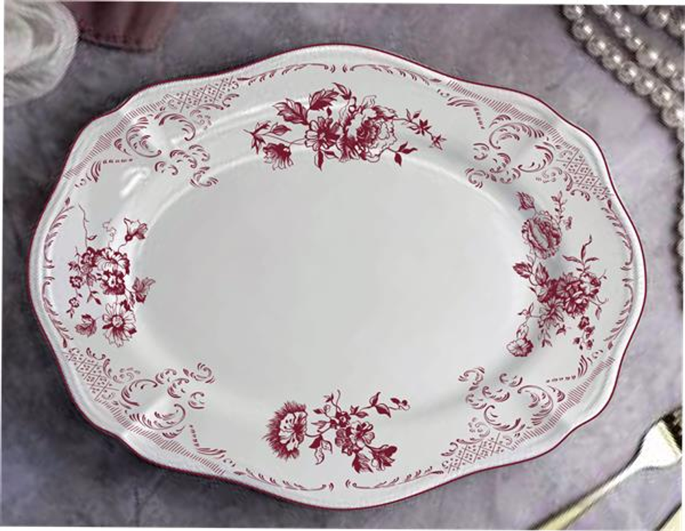 Блюдо овальное 32,5x23 см h 3 см, фарфор, Red Rose