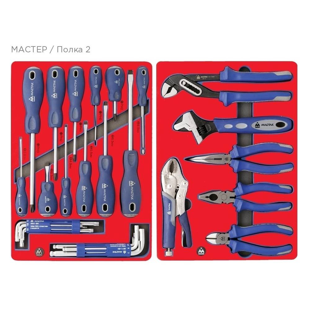 Набор инструментов "МАСТЕР" в серой тележке, 205 предметов МАСТАК 52-06205G