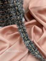 Тесьма серая с золотистой косичкой