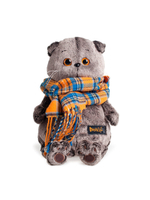 Мягкая игрушка Басик и шарф в клеточку 19 см Ksm19-002