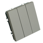 Выключатель 3-клавишный (механизм), STEKKER, 250В, 10А, серия Эмили, RSW10-5108-10, платиново-серый, soft touch 49948