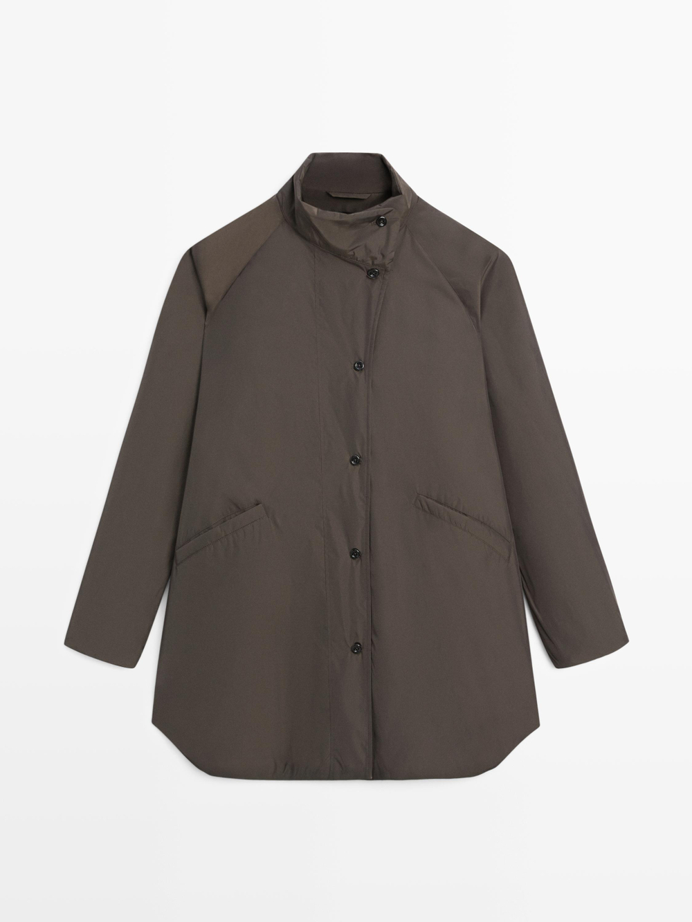 Massimo Dutti Длинная стеганая куртка, коричневый