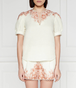 Льняная блузка TWINSET - экрю(241TT2402)