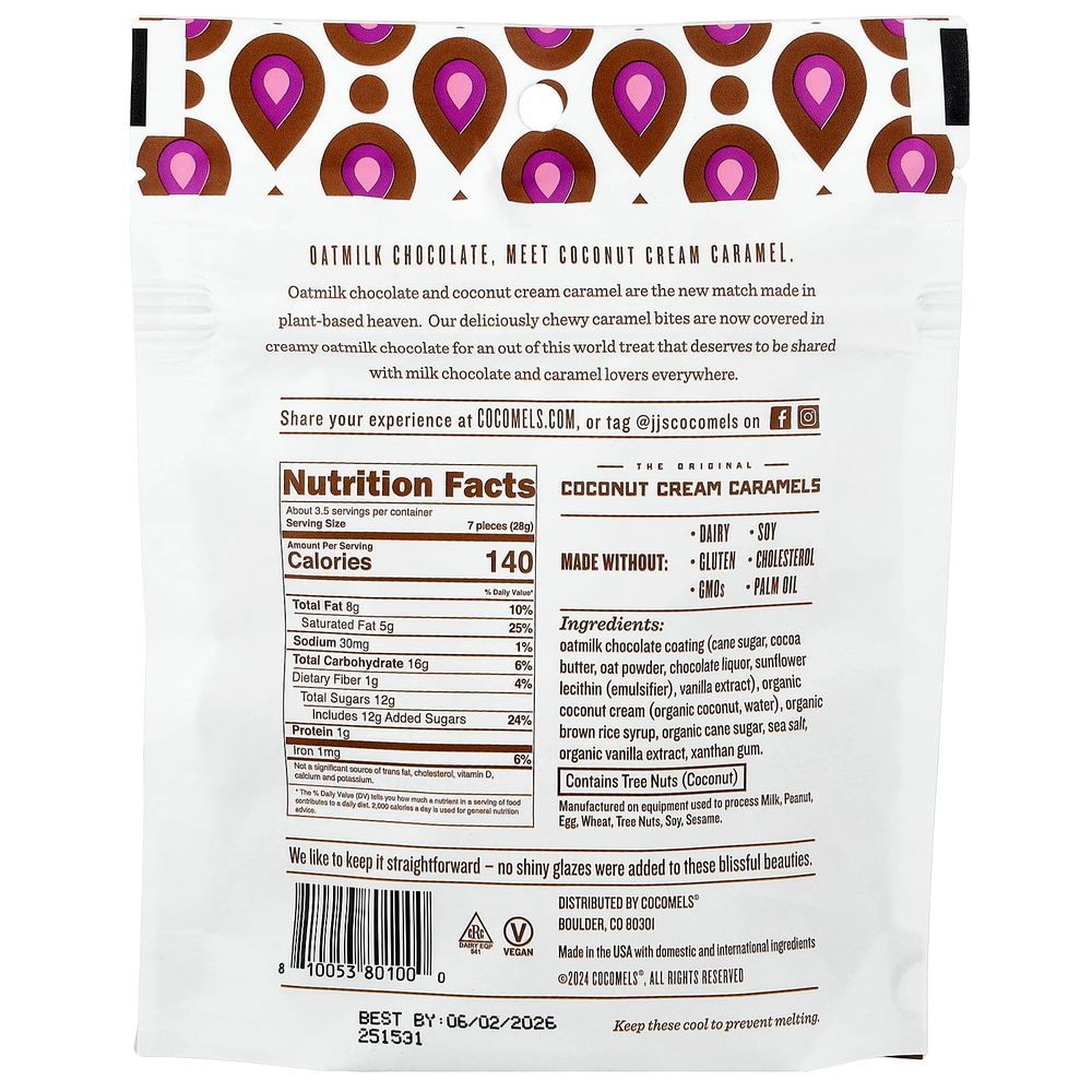 Cocomels, Bites, сливочный шоколад и жевательная карамель, 99 г (3,5 унции)