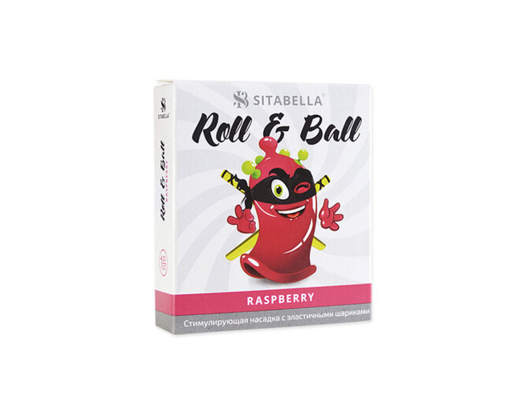 Стимулирующий презерватив с шариками Roll &amp, Ball с ароматом малины (1 шт) (Цвет: прозрачный красный)