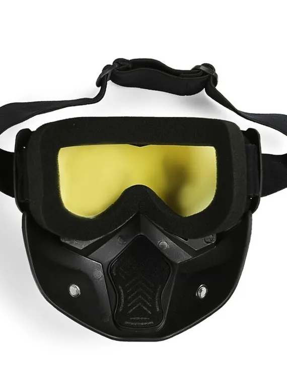 Очки-маска для езды на мототехнике, разборные, стекло желтое, цвет черный