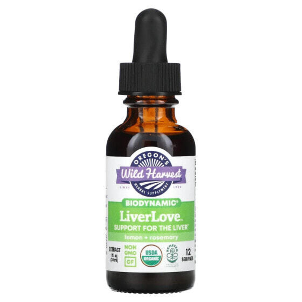 Oregons Wild Harvest, LiverLove, Biodynamic, лимон и розмарин, 30 мл (1 жидк. Унция)