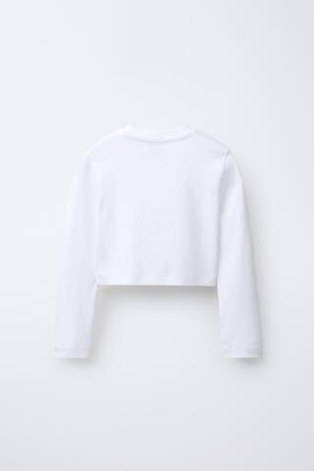 ZARA БАЗОВАЯ УКОРОЧЕННАЯ ФУТБОЛКА, БЕЛЫЙ