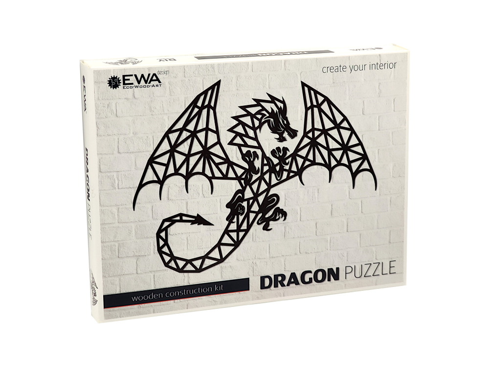 Деревянный декор настенный, панно, сборная модель EWA Design Дракон