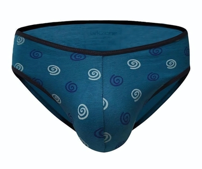 Голубые трусы-слипы с принтом в виде завитков (Размер: L) (Цвет: голубой)