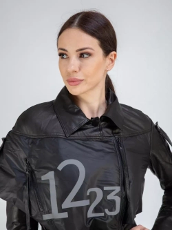 Куртка демисезонная из натуральной кожи и плащевки пальто