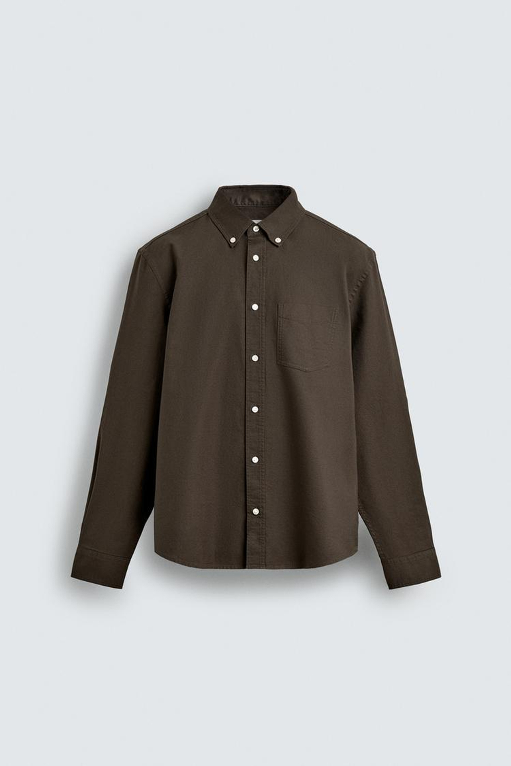 ZARA РУБАШКА С ФАКТУРНОЙ ОТДЕЛКОЙ, КОРИЧНЕВЫЙ