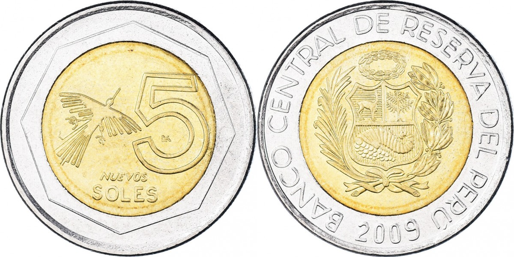 Перу 5 новых солей, 1994 - 2009 Герб XF