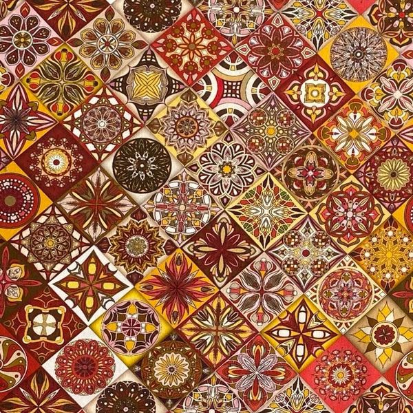 МОЗАИКА, Коричнево-оранжевая, 100% хлопок 1