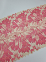 Кружево эластичное бежевый/кораллово-розовый К806 23 см
