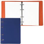 Тетрадь на кольцах А5 (180х220мм), 120 листов, под фактурную кожу, BRAUBERG "Fusion", синий/оранжевый, 129994