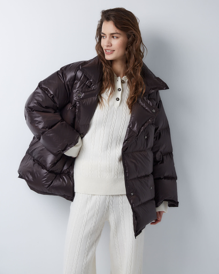 Поло объемного кроя из смесового кашемира молочный