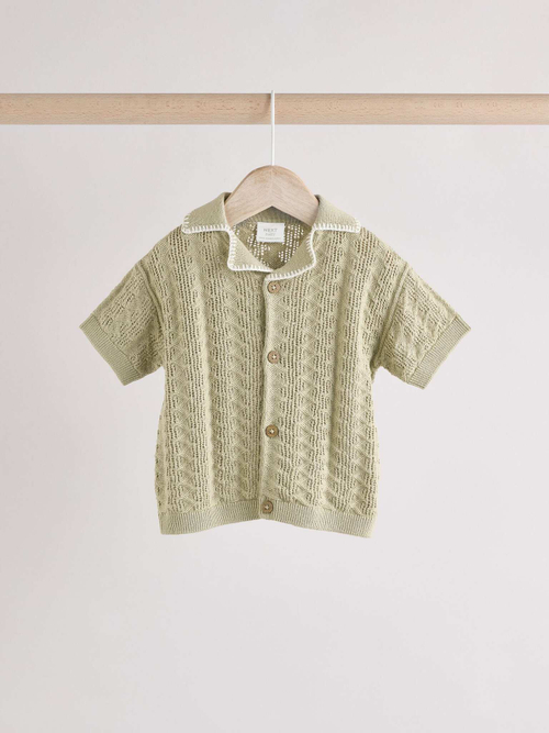 Рубашка и шорты вязаные в комплекте для малышей Next E81-347, Хаки