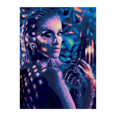 Алмазная мозаика 30*40см (полное заполнение) "Девушка в неоне" (Lori)
