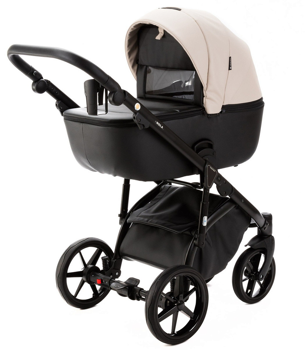 Детская коляска Adamex Nola Deluxe 2 в 1 N-SD110 (СВ.БЕЖ.КОЖА + ЧЕРН.КОЖА)