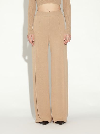 Женские брюки светло-бежевого цвета из шелка и вискозы - фото 3