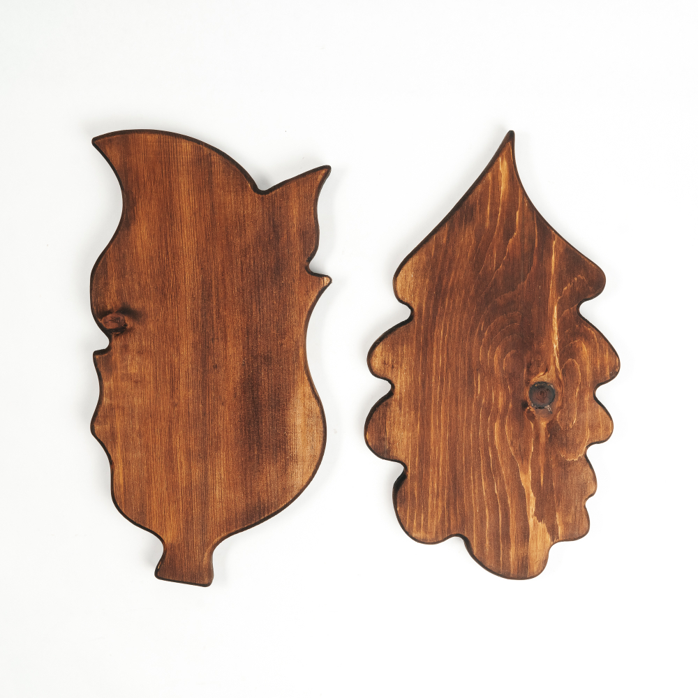 Набор деревянных менажниц из кедра для подачи блюд и закусок "листья". MGN8