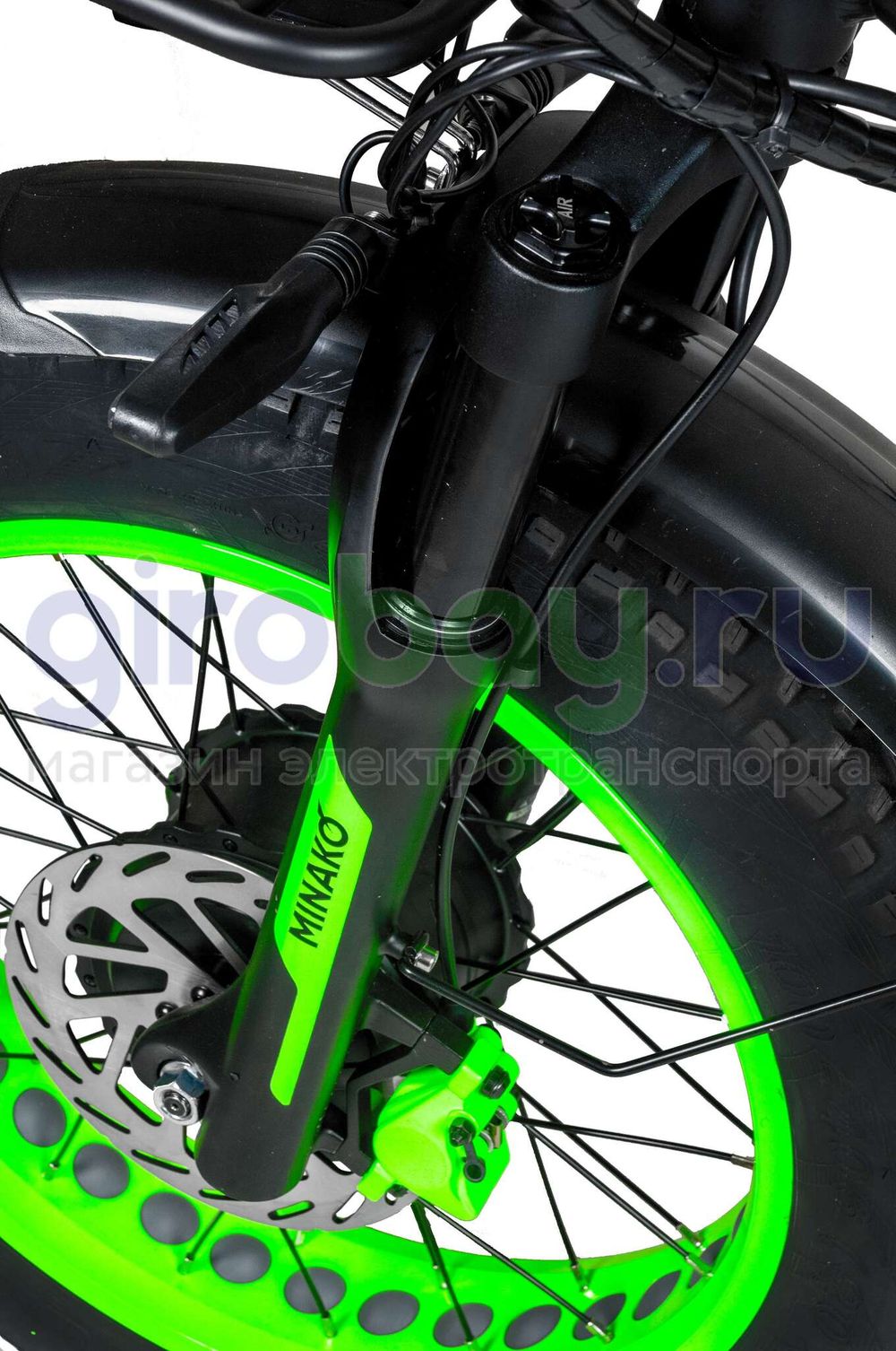 Электровелосипед Minako F11 Pro Dual 48V/20Ah (полный привод) 2025 года - Салатовый обод фото №8