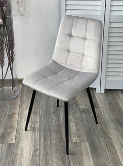 Стул BARI UF910-02 LIGHT GREY, велюр / черный каркас М-City