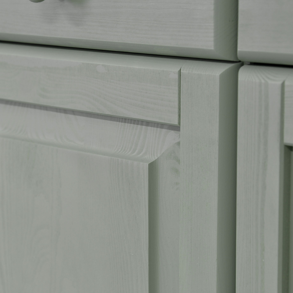 Тумба 132х39х83 Лена, 3 двери из массива сосны, с ящиками (нижняя часть буфета Лена), эвкалипт, Dipriz