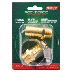 Штуцер пневматический наруж. резьба 1/2''- ''елочка''18мм RockForce##Rock FORCE RF-MH08/12