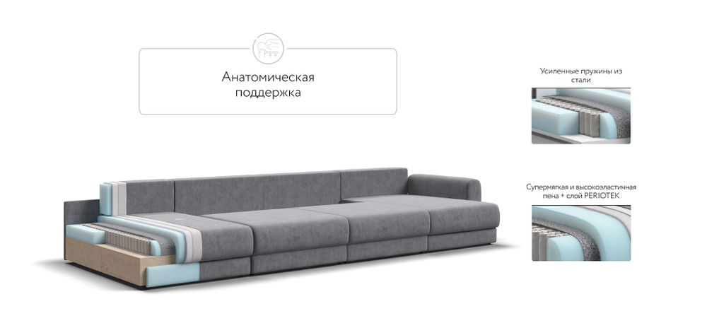 Модульный п-образный диван РИЧМОНД MODOOL Велюр Royal агат