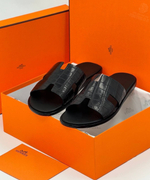 Шлепанцы Hermes Izmir из кожи крокодила