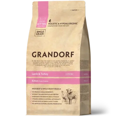 Сухой корм GRANDORF CAT Lamb&Turkey KITTEN, Ягненок с индейкой для котят 2кг