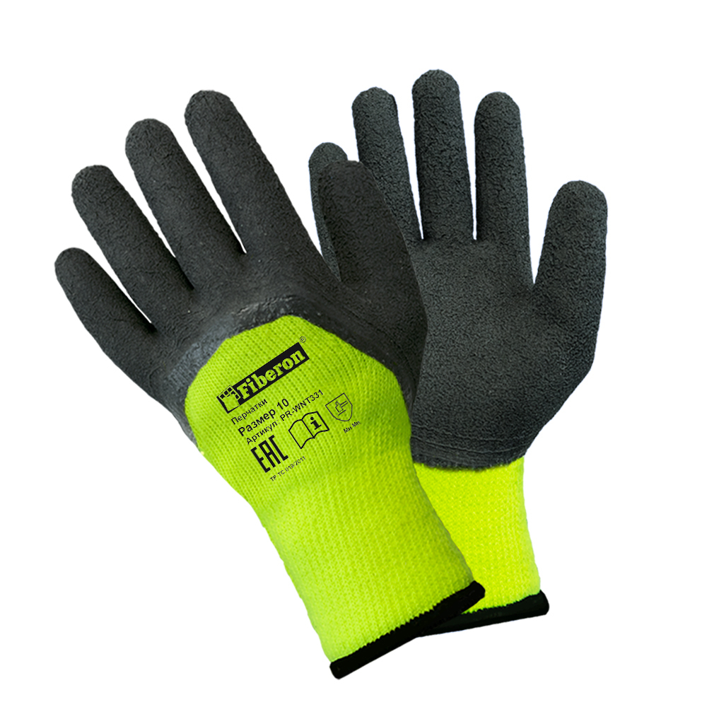 Перчатки "Ледоруб утепленные плюс", акрил, вспененное латексное покрытие, в и/у, 10(XL), Fiberon