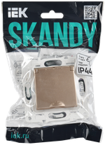 SKANDY Розетка 1-местная с заземлением с защитными шторками и крышкой 16А IP44 SK-R11Sa песочный IEK