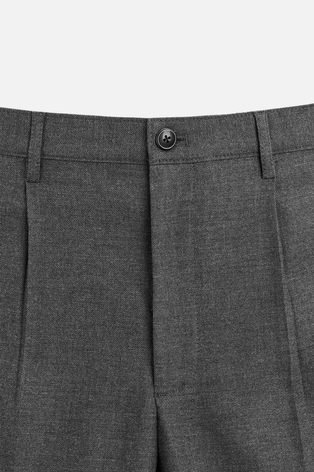 ZARA БРЮКИ ИЗ ФЛАНЕЛИ СО СКЛАДКАМИ, СЕРЫЙ