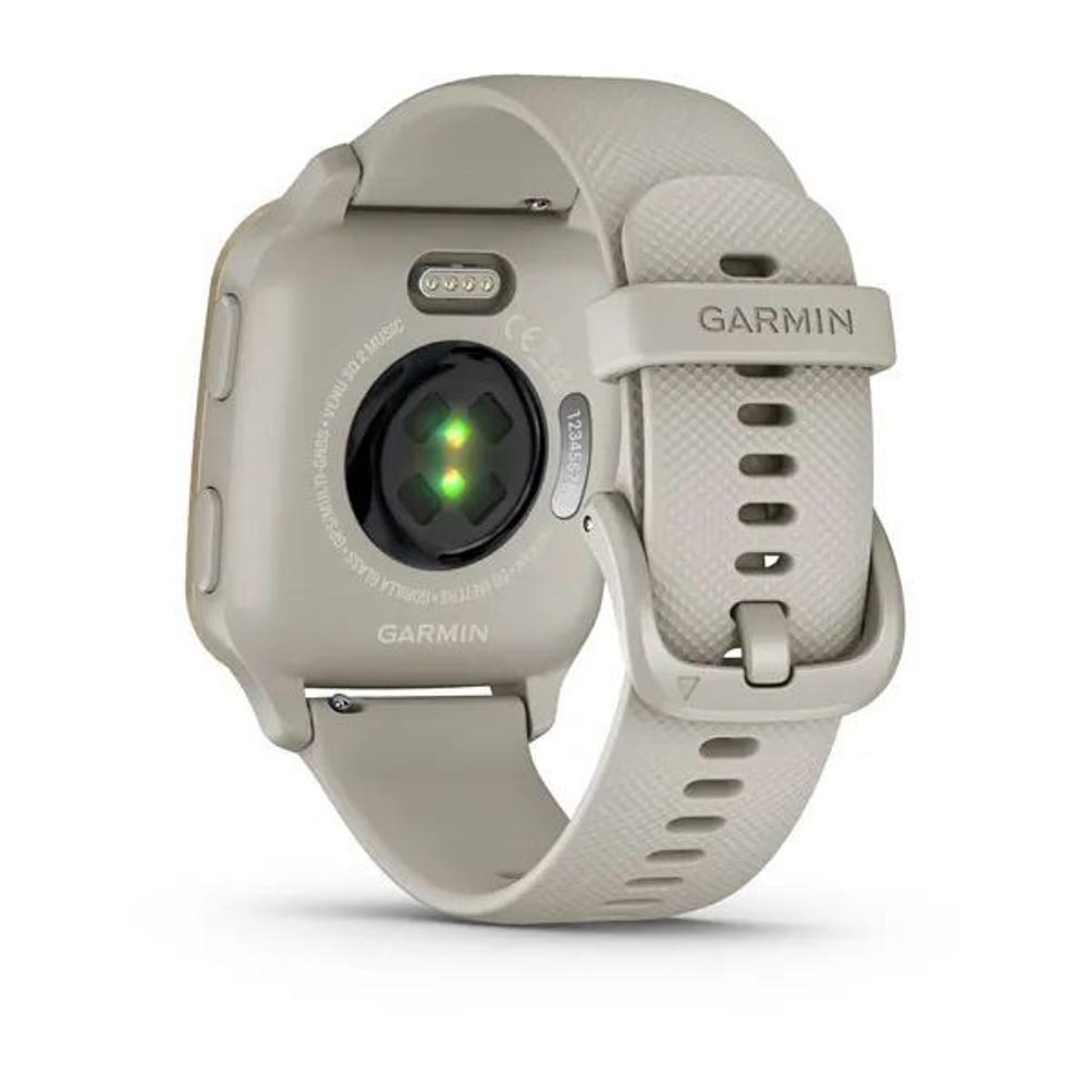 Смарт часы Garmin Venu Sq 2 Music Edition серый с безелем цвета кремового золота и силиконовым ремешком