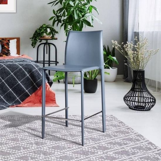 Стул полубарный Rolf кожа цвет антрацит