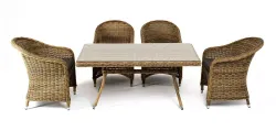 "Латте–140 R" обеденная группа плетеная, цвет соломенный