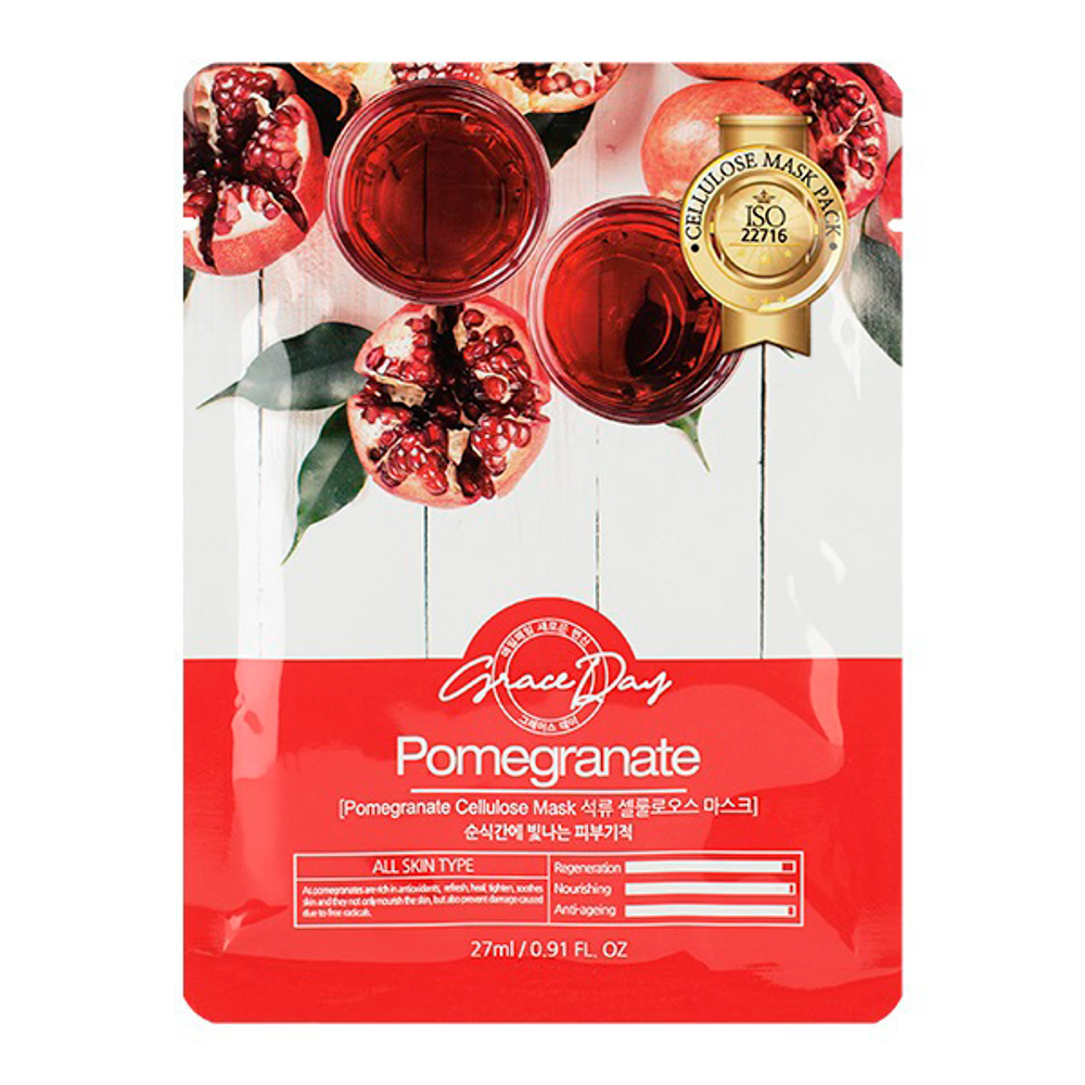 Тканевая маска с экстрактом Граната Grace Day Pomegranate Cellulose Mask 5шт