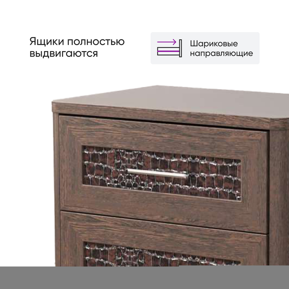 Тумба прикроватная 2-ящика Кэт-4 Венге/Кайман темный 55х39х45