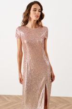 51581 Платье женское (персиково-серебристый)