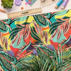 Ткань ниагара разноцветные пёстрые листья