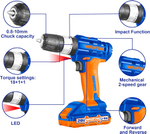 Шуруповерт аккумуляторный ударный WADFOW WCDP521 20 В 35 Нм