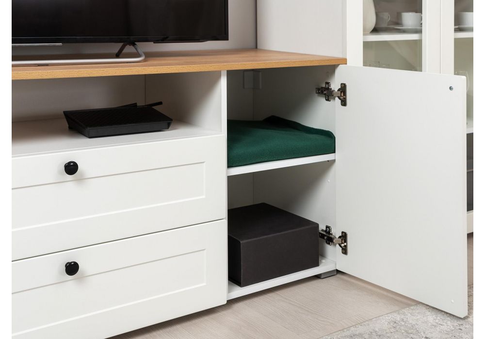 ТВ-тумба Опра 16.47 белый PE шагрень / дуб золотой craft