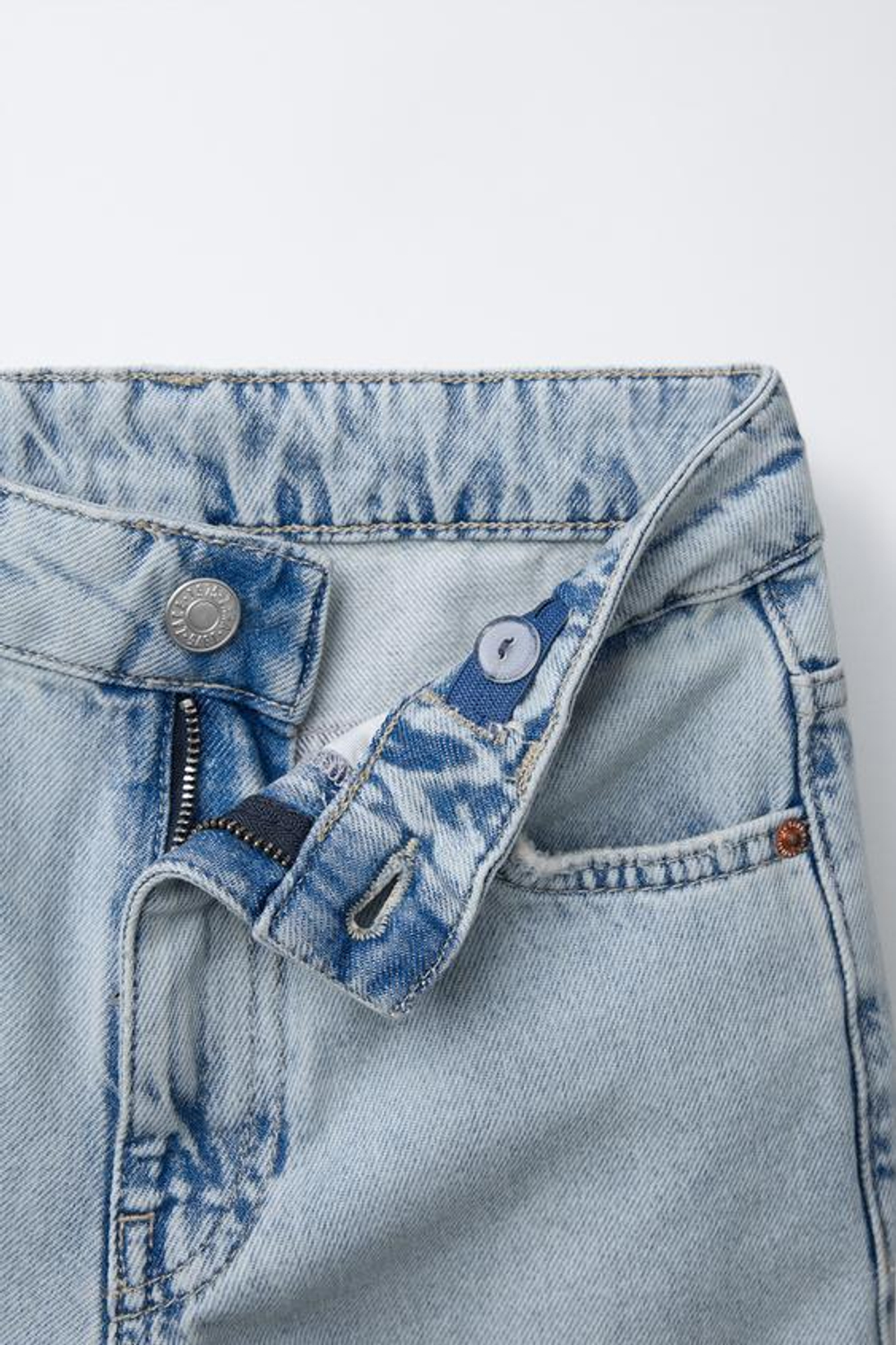 ZARA ДЖИНСЫ КАРГО С РАЗРЕЗАМИ, ГОЛУБОЙ