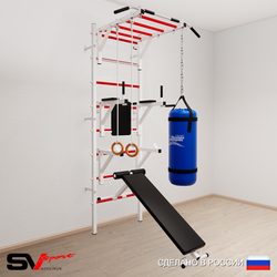 Шведская стенка Sv Sport 5611 (Турник рукоход/Брусья/Стойка/Скамья/Кольца/Цепь/Мешок 15кг)